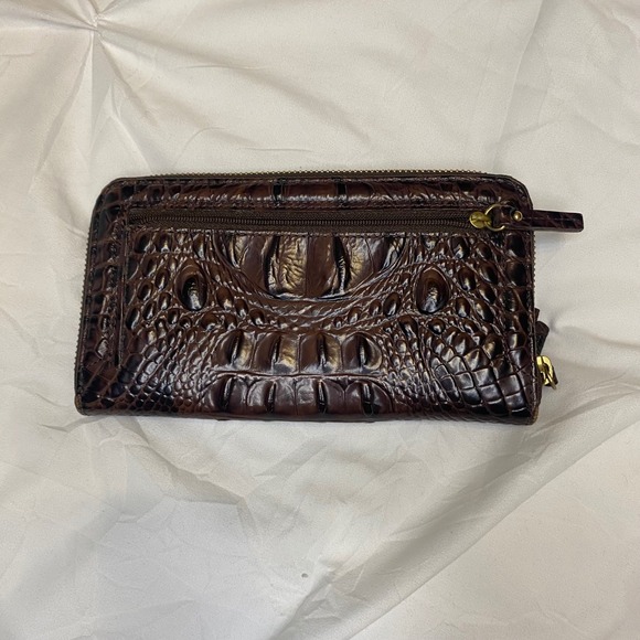 Brahmin Leather Shoulder Bag Handbag Pecan Brown Melbourne Croc Embossed Wallet - Picture 8 of 9